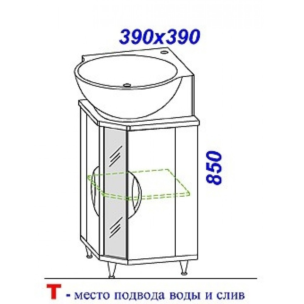 Раковина дельта 45 см размеры