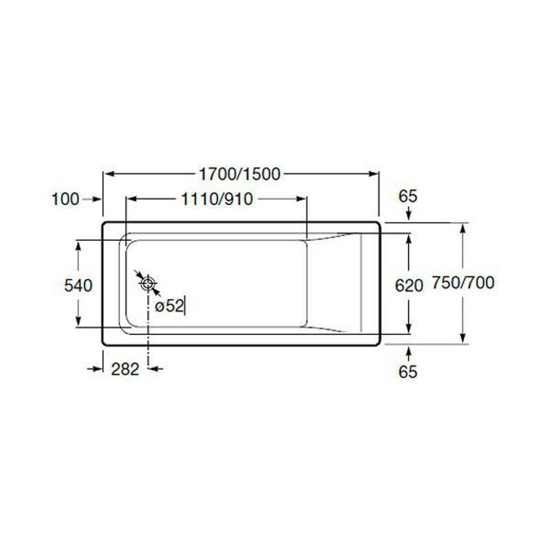 Ванна roca easy 170x70 высота